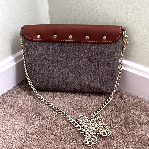 Sword and Plough Wool and Leather Cross Body Bag - Picture 4 of 7